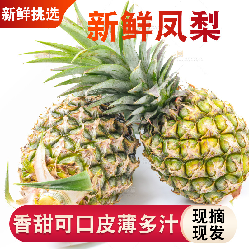 白底上的金钻凤梨