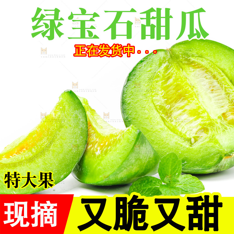 白底上放着绿宝甜瓜