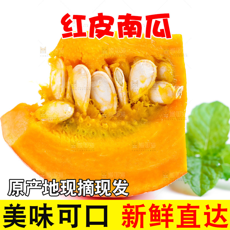 白底上摆放着红贝贝南瓜