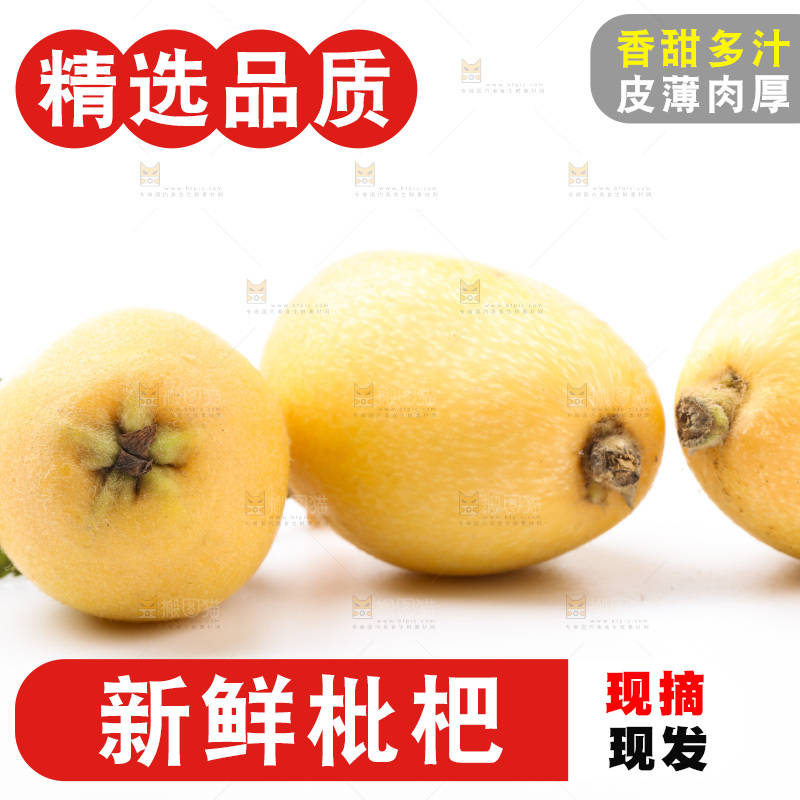 白底上放着米易枇杷