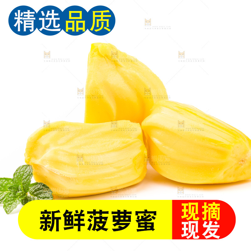 白底上的黄肉菠萝蜜