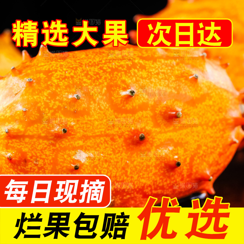 黑底上放着刺角瓜