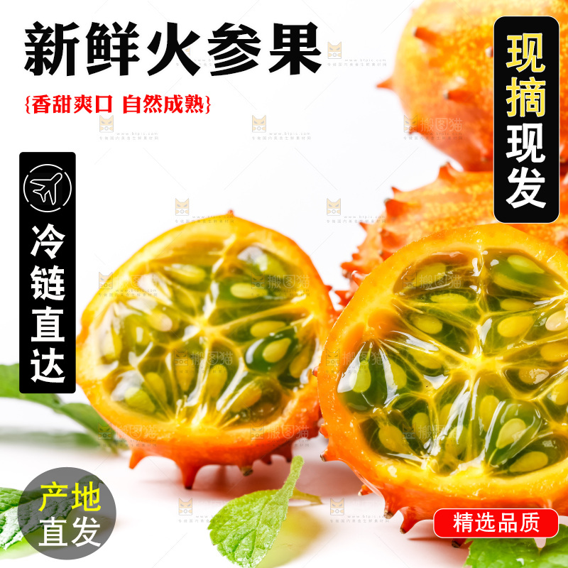 白底上摆放着刺角瓜