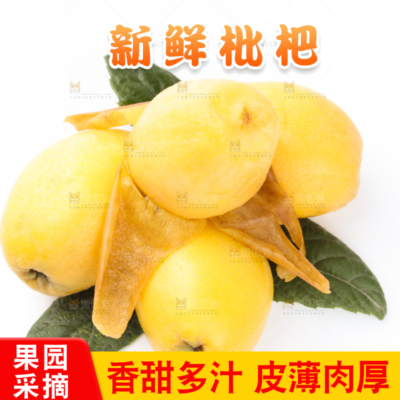 白底上放着米易枇杷