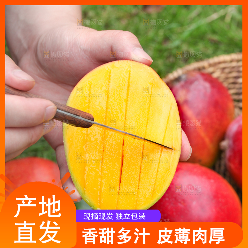 手里拿着正在切的苹果芒