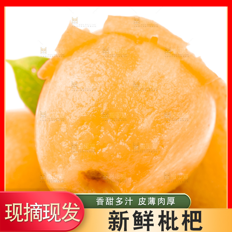 白底上放着新鲜枇杷