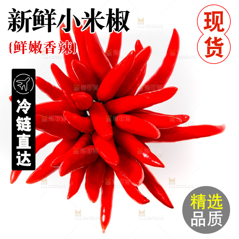 白底上的红辣椒