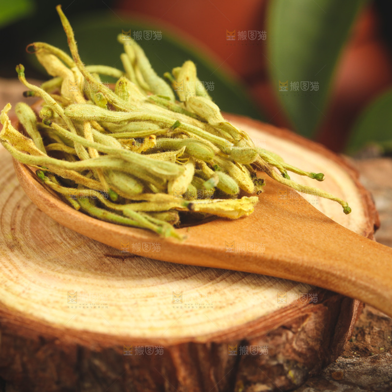 勺子里的金银花茶