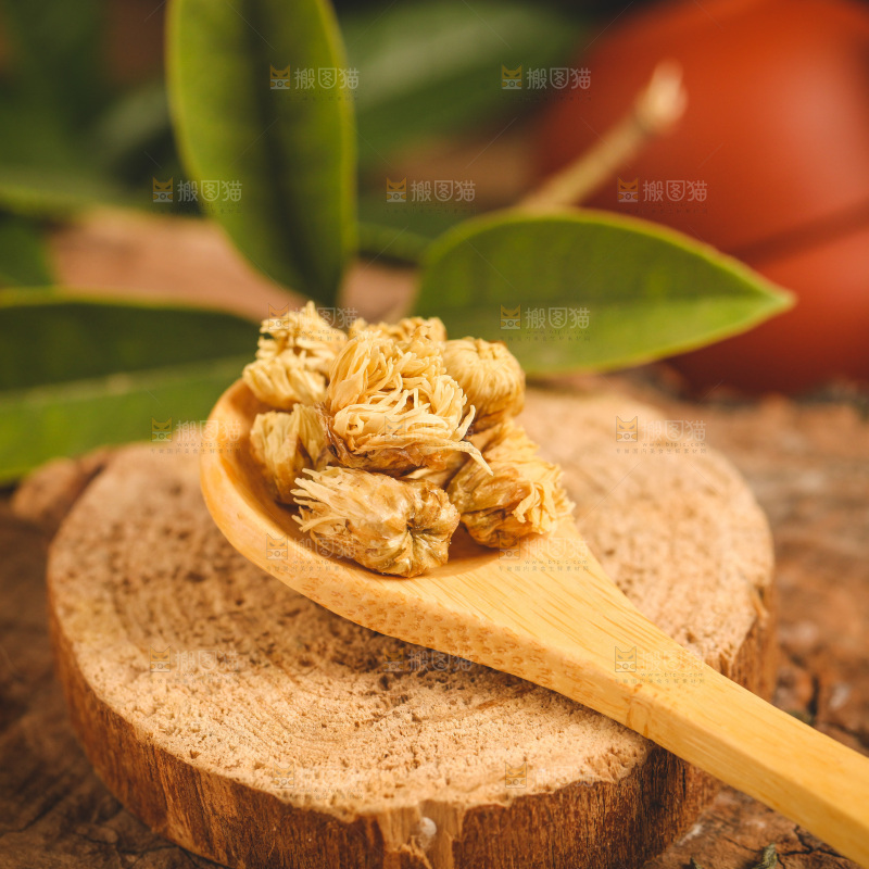 木底上勺子里的胎菊