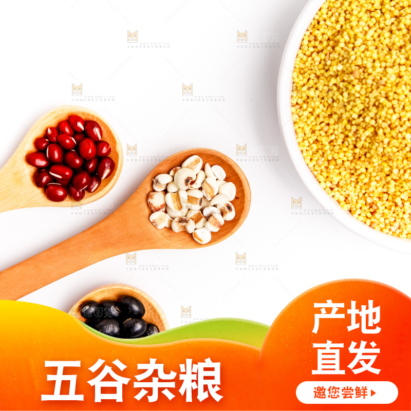 白底上的五谷杂粮