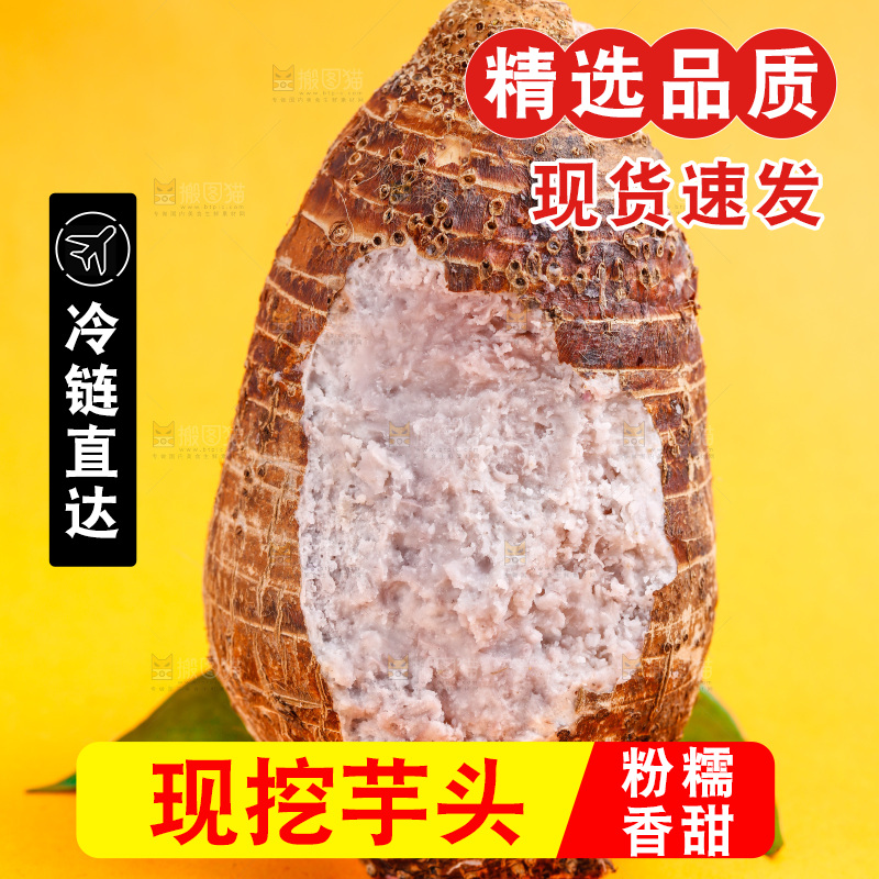 黄底上放着一个芋头