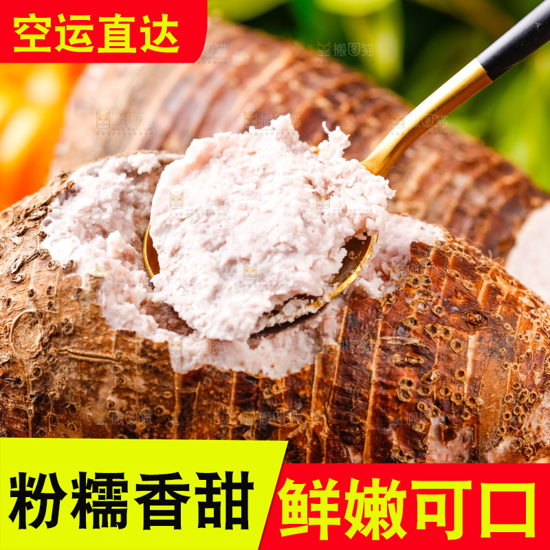 勺子挖起一勺芋头果肉