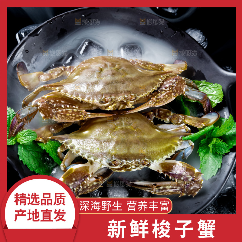 碟子装着舟山梭子蟹