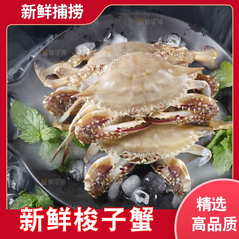 碟子装着舟山梭子蟹