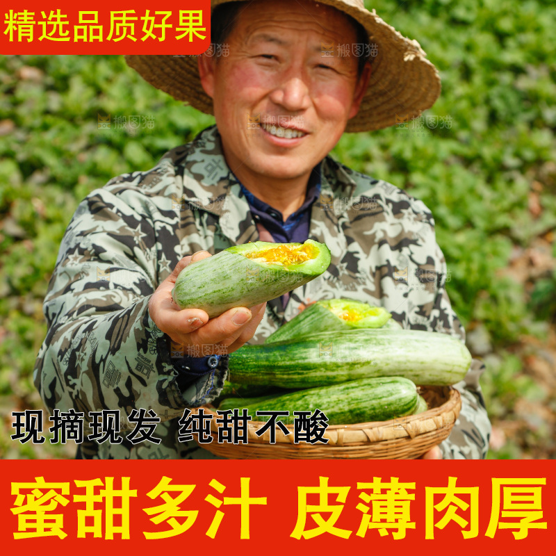 农民手里端着一篮新鲜羊角蜜