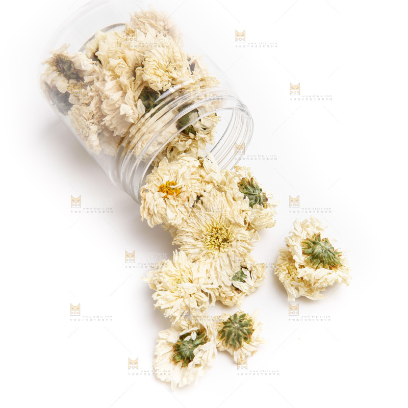 碟子里装着白菊花
