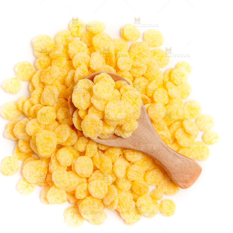 白底上摆放着玉米片