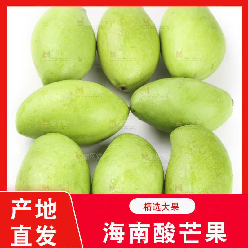 生芒果摆放在白底上