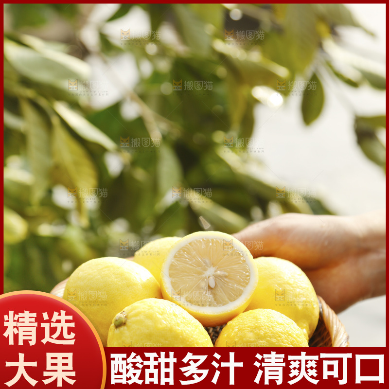 手里端着一篮黄柠檬