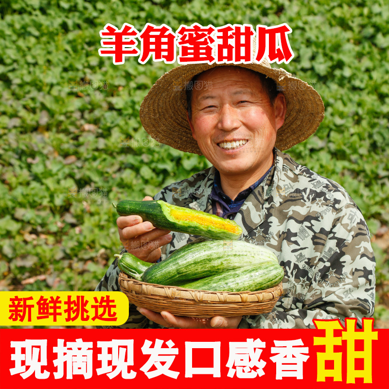 手里端着一篮新鲜羊角蜜