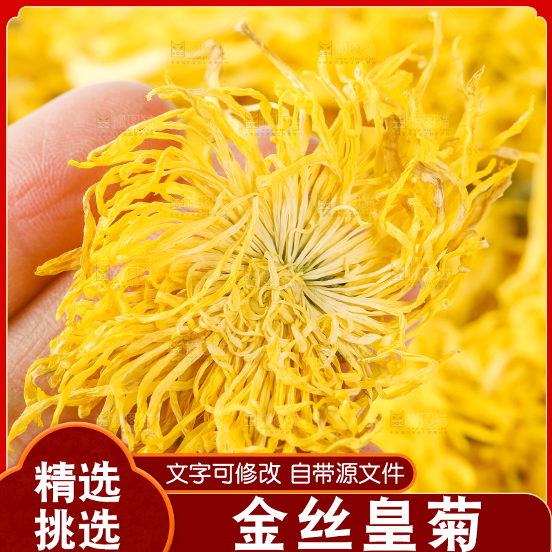 手里拿着干的菊花