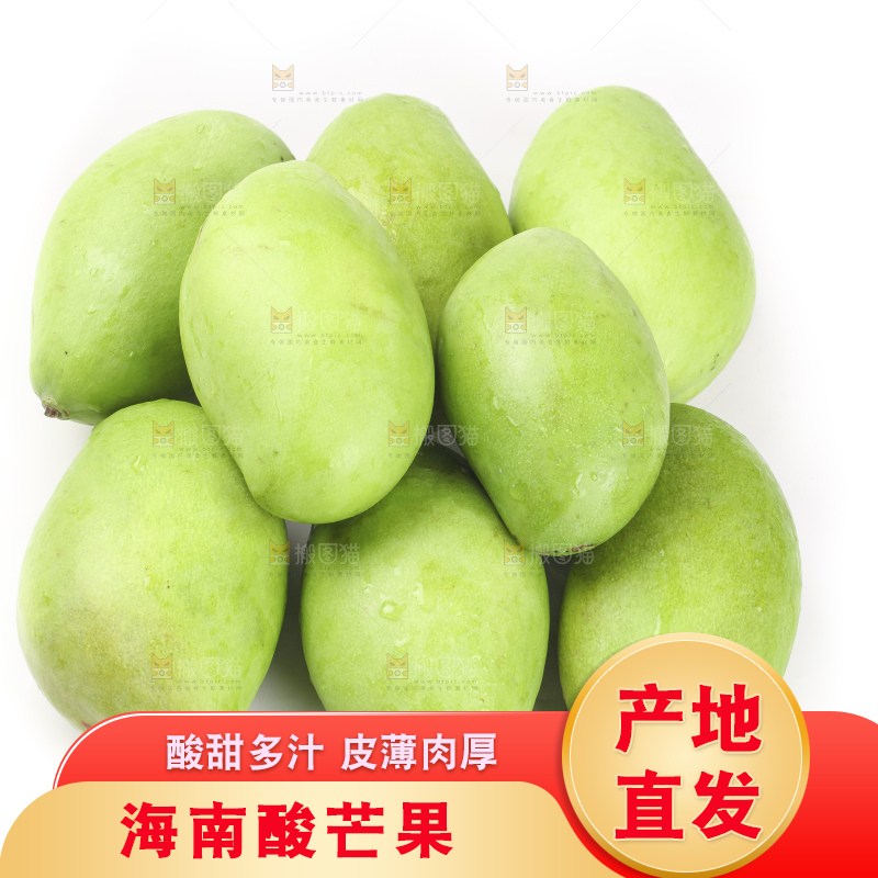 生芒果摆放在白底上