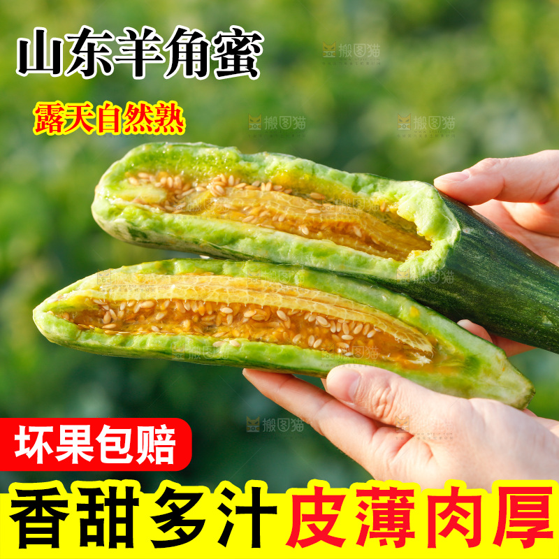 手里拿着羊角蜜甜瓜