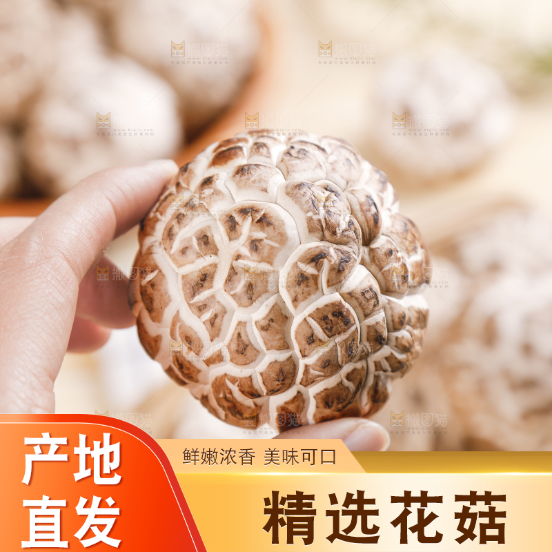 手里拿着冬菇