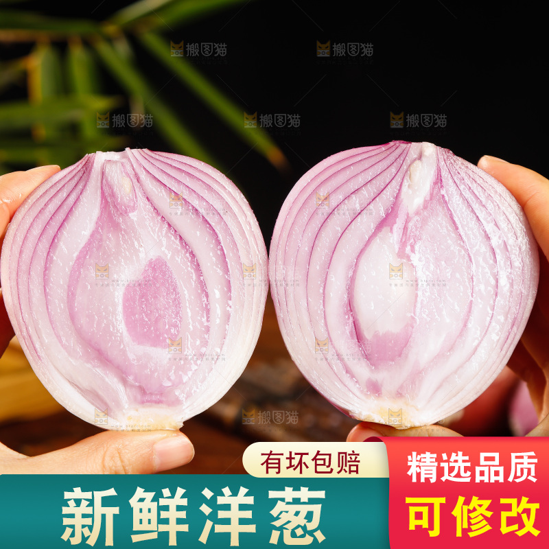 手里拿着切面的洋葱