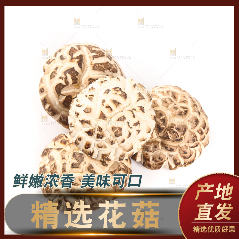 白底上放着花菇