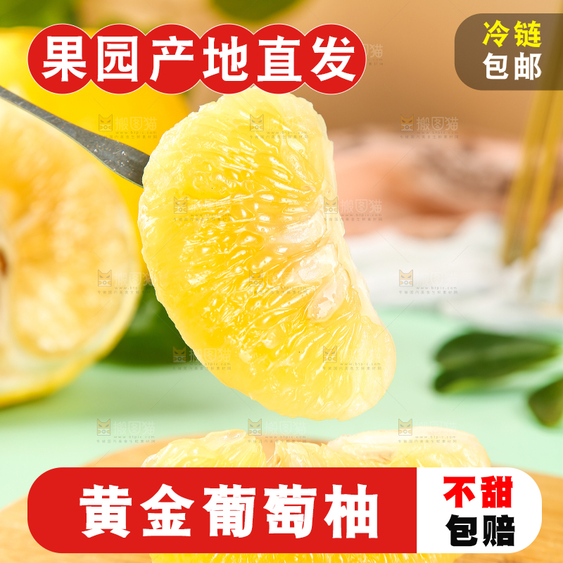 叉子上插着葡萄柚果肉