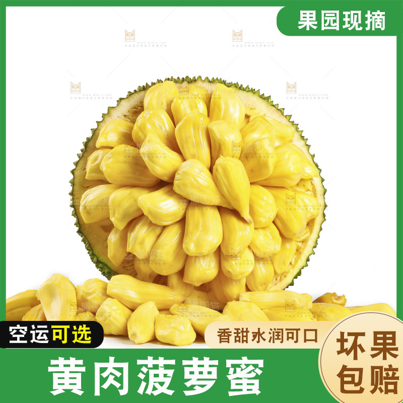 白底上放着黄肉菠萝蜜