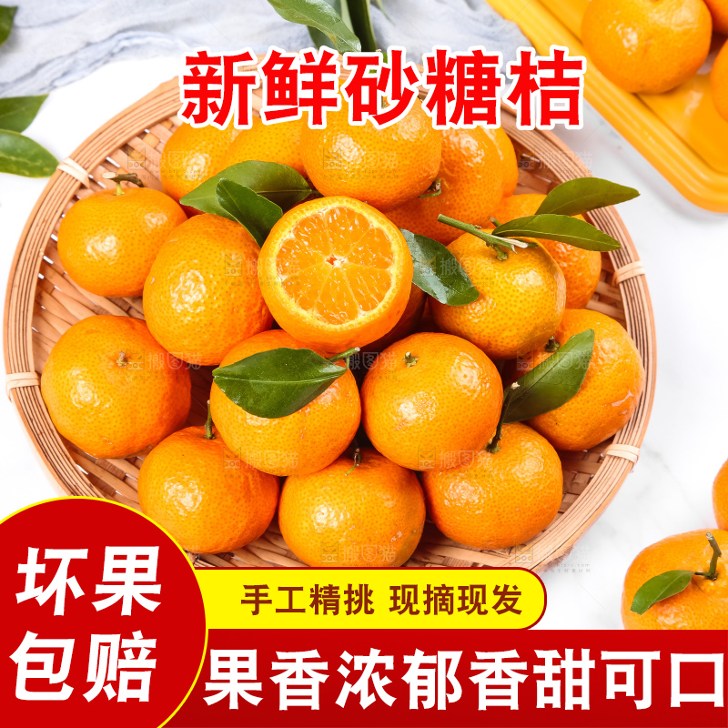 白底上放着一篮砂糖桔