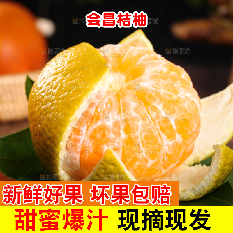 一个撕开皮的建阳桔柚