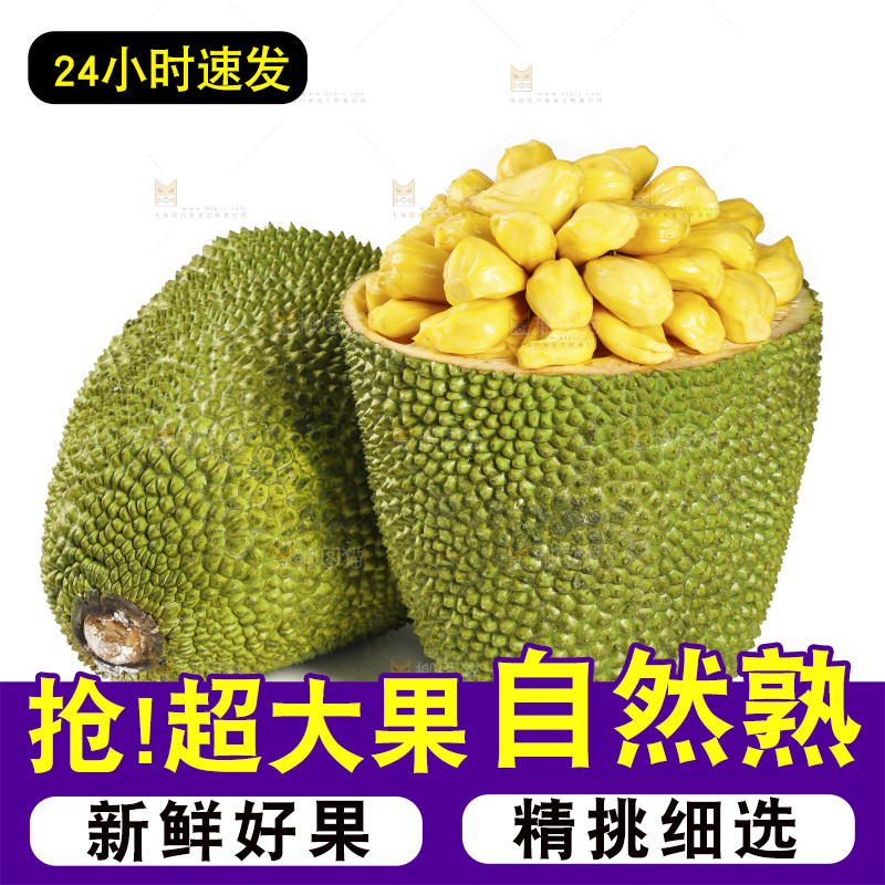 白底上放着黄肉菠萝蜜