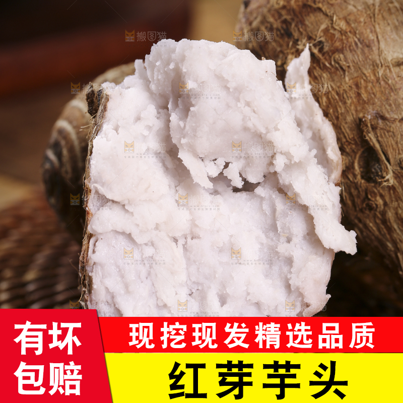 藤垫上放着蒸熟的红芽芋
