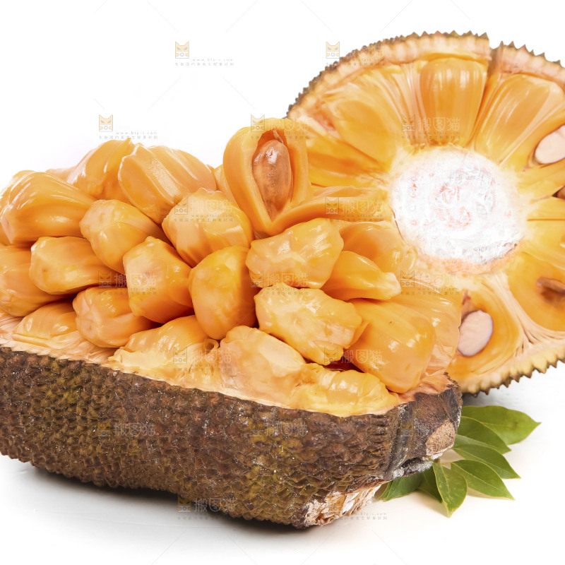 白底上放着红肉菠萝蜜