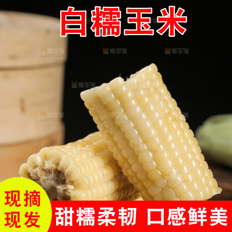 一堆白糯玉米棒