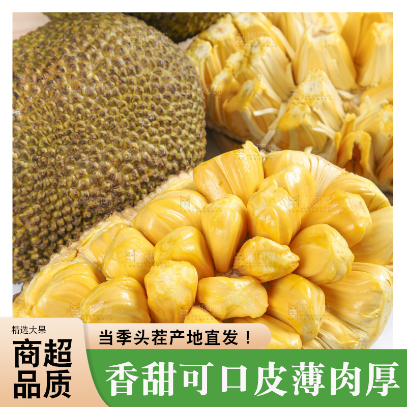 白底上放着海南黄肉菠萝蜜