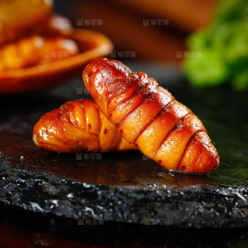 黑底上的蚕蛹