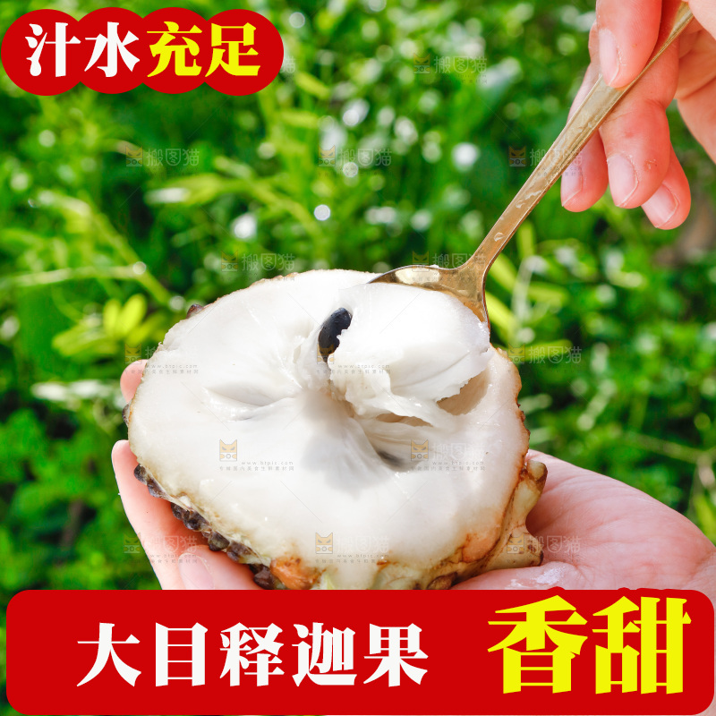 勺子上舀着释迦果果肉