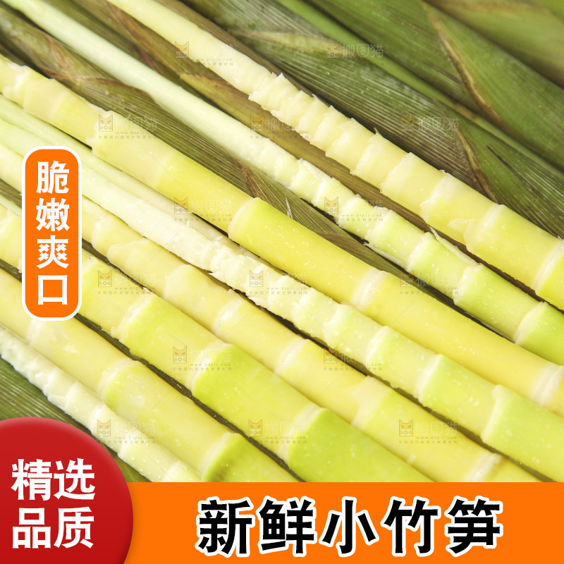 木底上的新鲜小竹笋