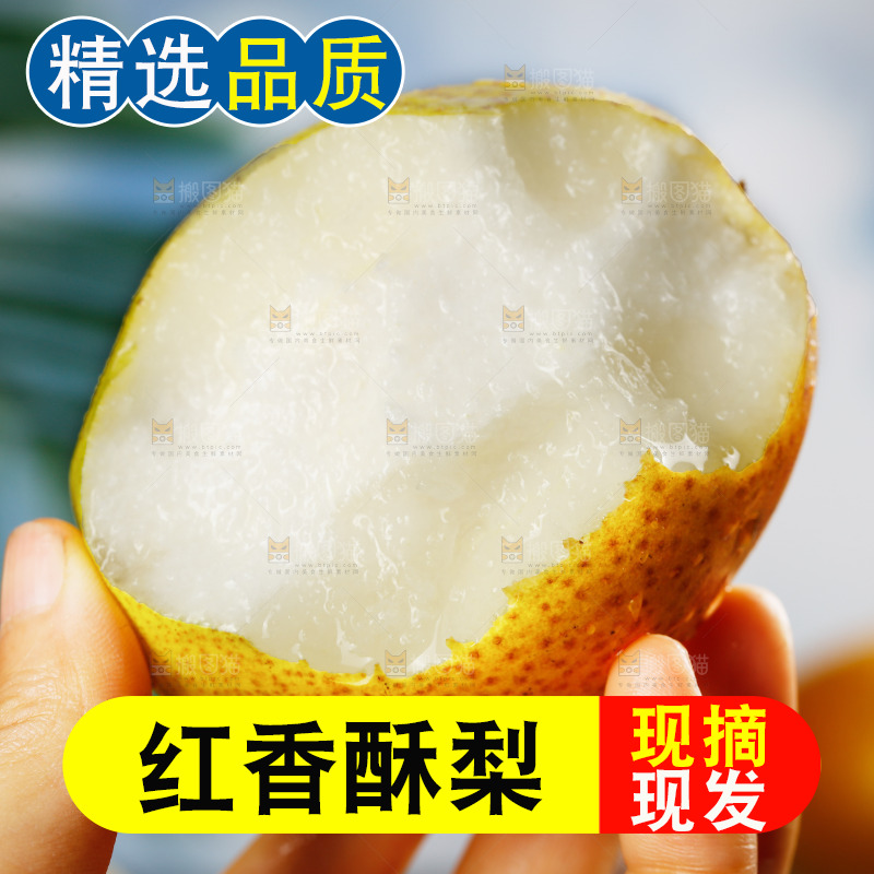 手里拿着红酥梨