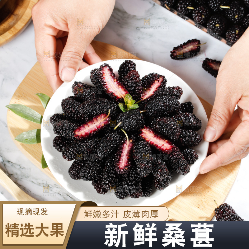 手里端着一盘桑葚果