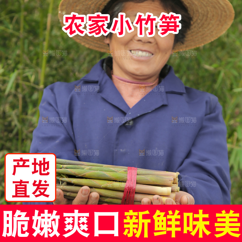 手里拿着带壳小竹笋