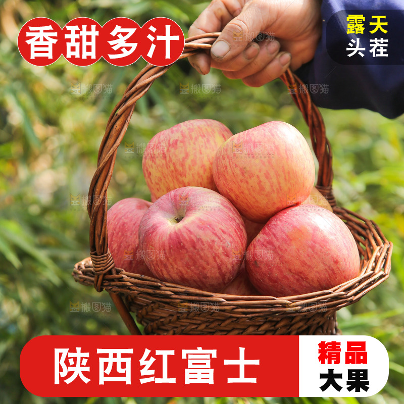 手里提着一篮红富士苹果