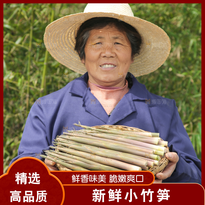 农民手里端着一篮小春笋
