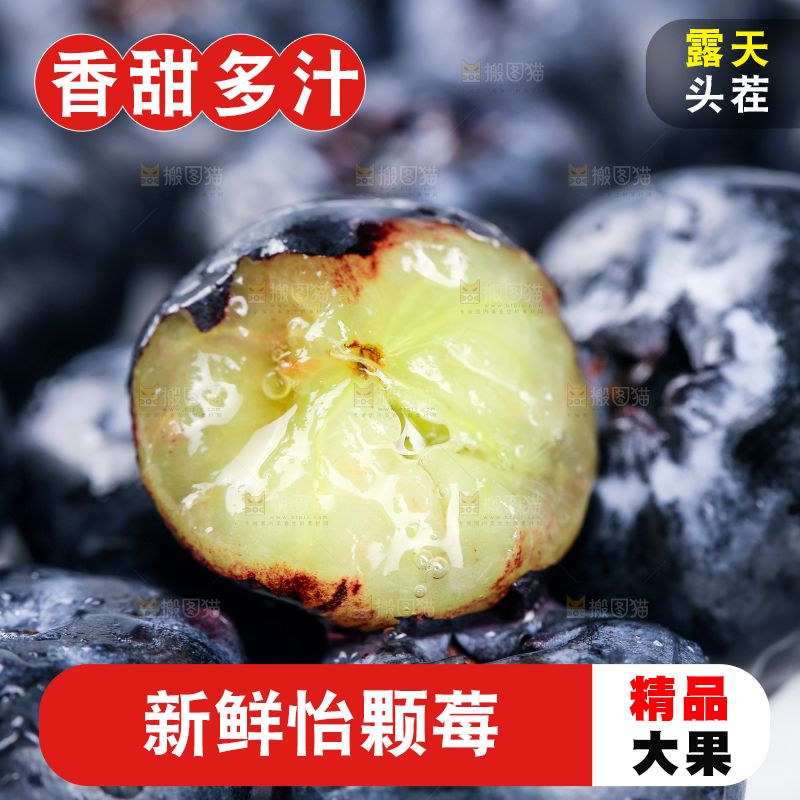 一堆新鲜莓蓝