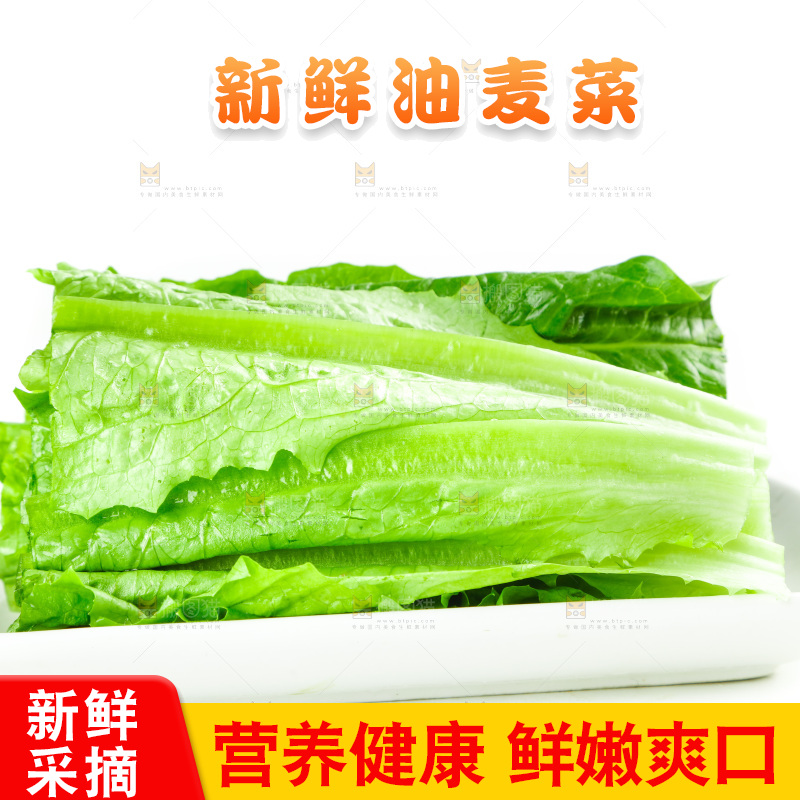 白底上放着油麦菜