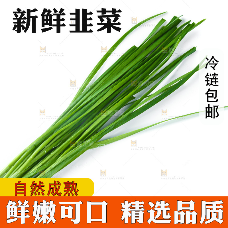 白底上放着嫩韭菜